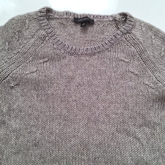 Ann Taylor Grey Cotton Wool Alpaca Blend Sweater - Picture 3 of 8